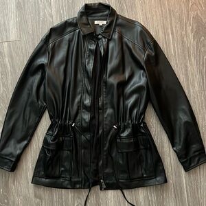 Beautiful Badgley Mischka faux leather parka size S